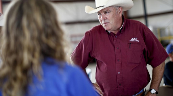 EKU students working with farm manager