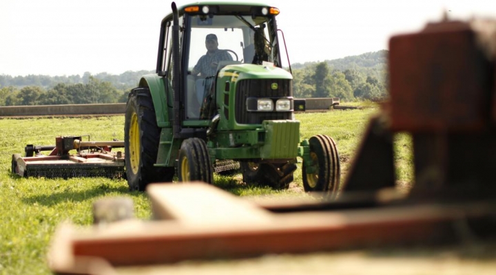 Tractor working the fields