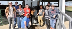 A group of EKU agriculture students in the new beef handling facility